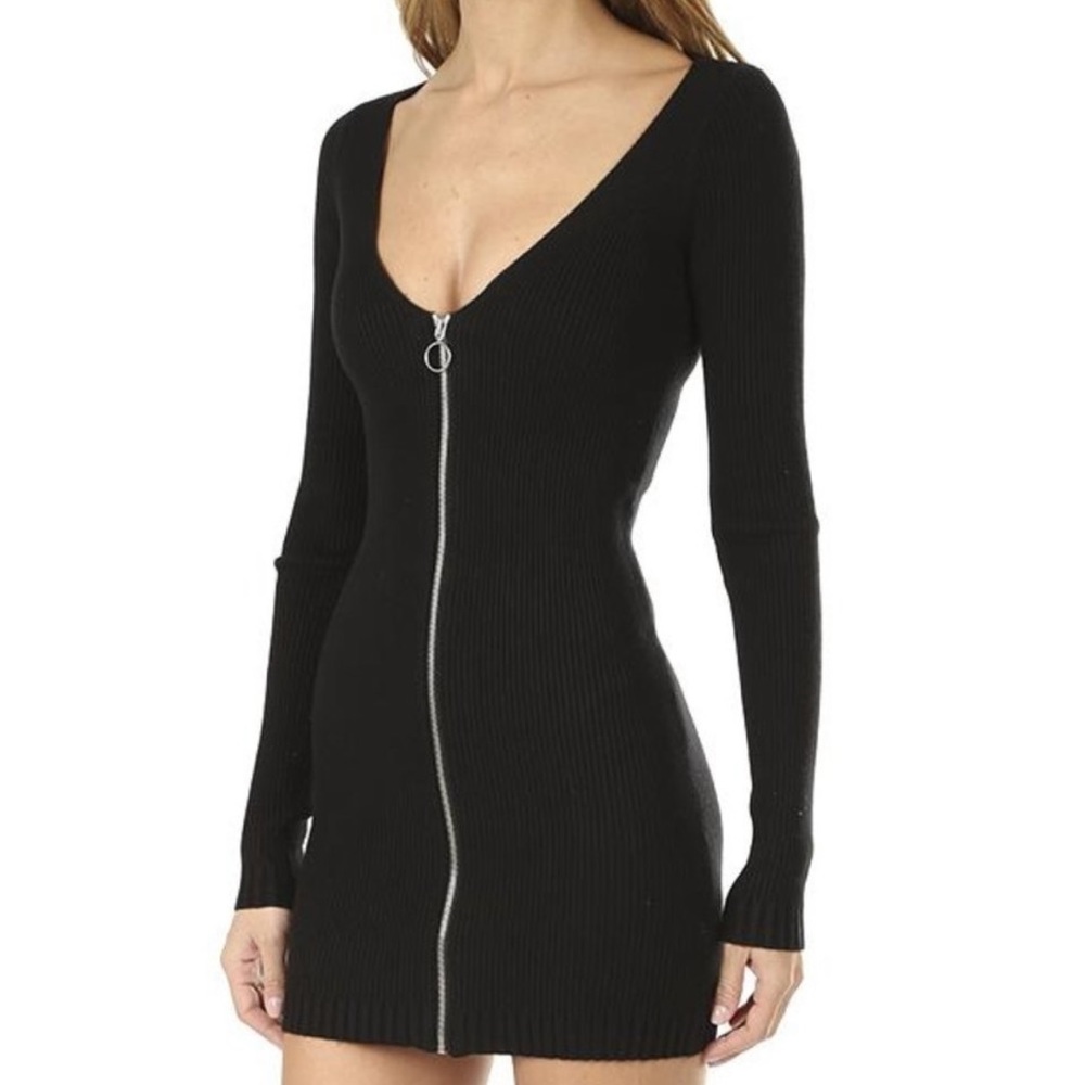 For Love & Lemons Black Zip Up Knit Dress